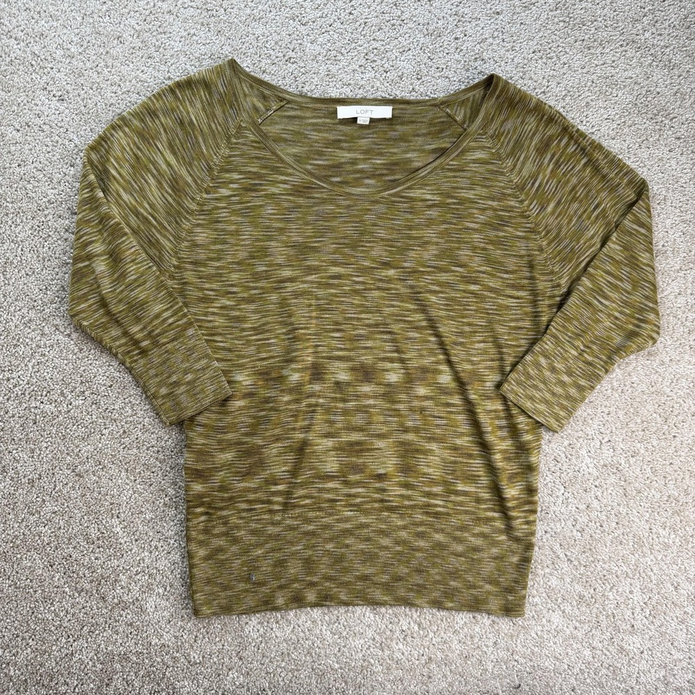 LOFT Sweater Womens Medium Green Scoop Neck Dolman Sleeve Lightweight Pullover